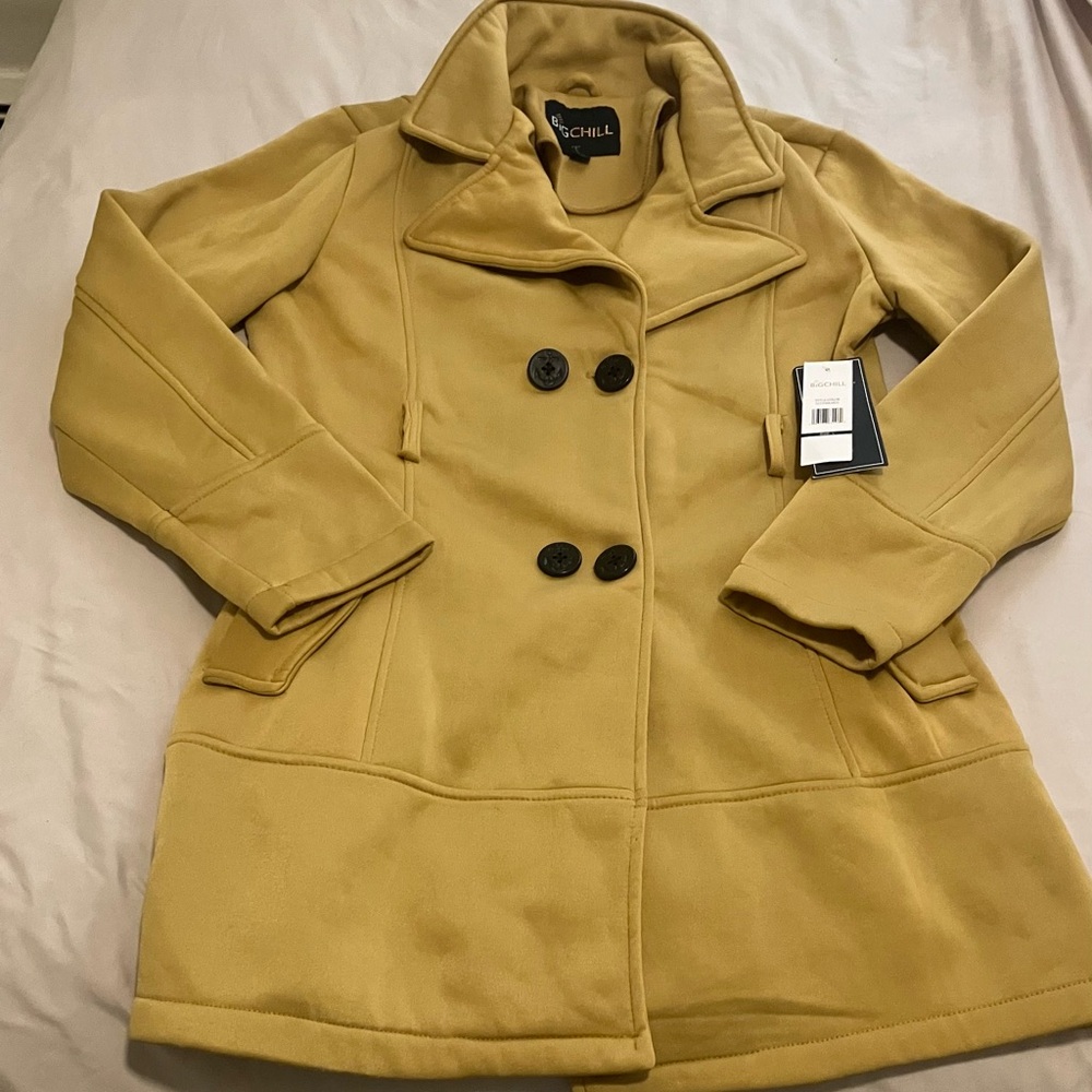 Big Chill Women's Mustard Double-Breasted Pea Coat